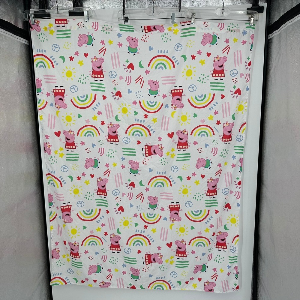 Peppa Pig Rainbow Sunshine White Polyester Fabric Panel 44x58 Cartoon Playroom